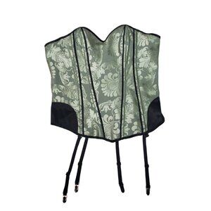 Bustier Corset Top Light Green, Size 38, Garters & Panties